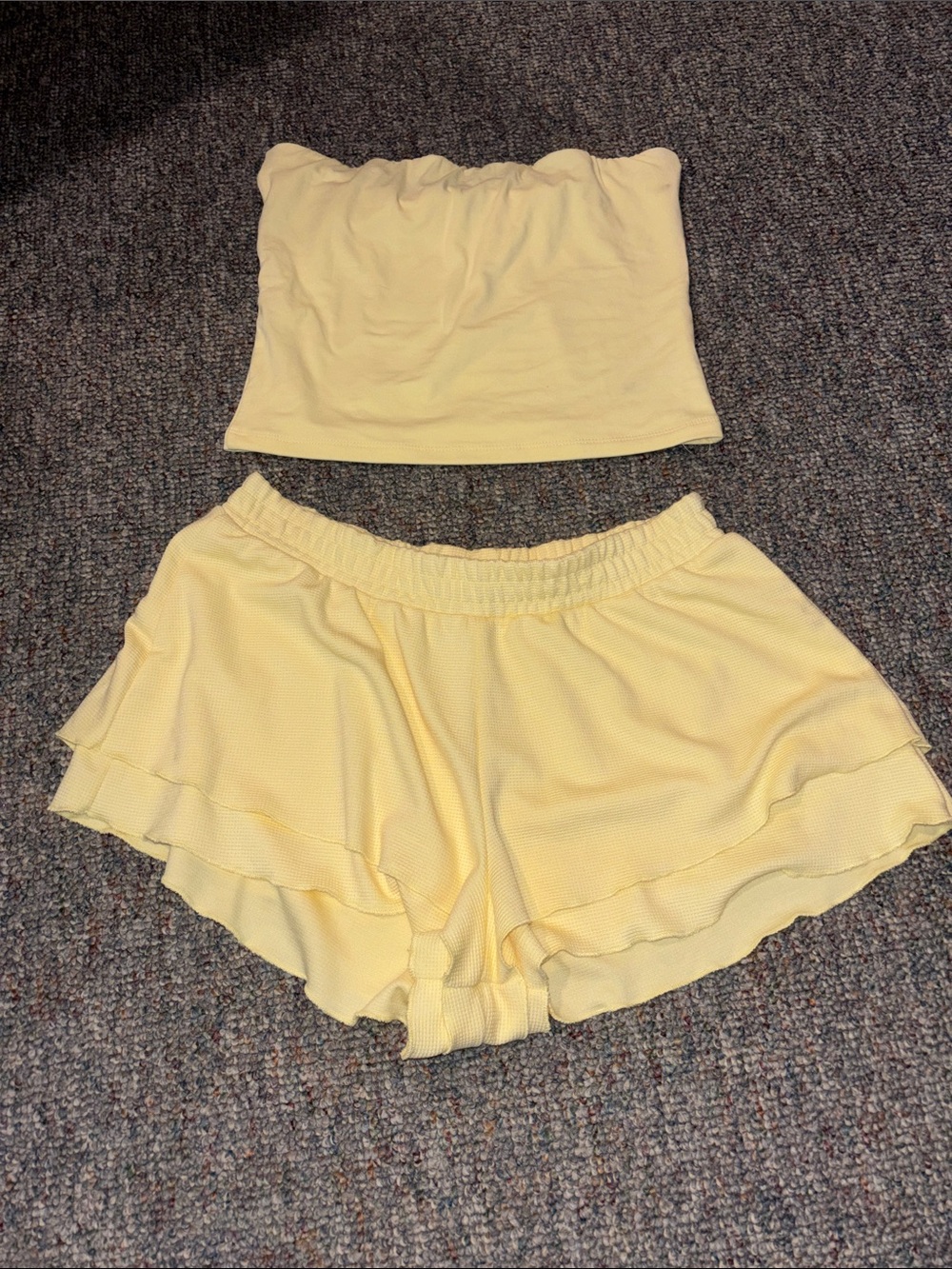 Yellow Two-Piece Ruffle Lounge Set